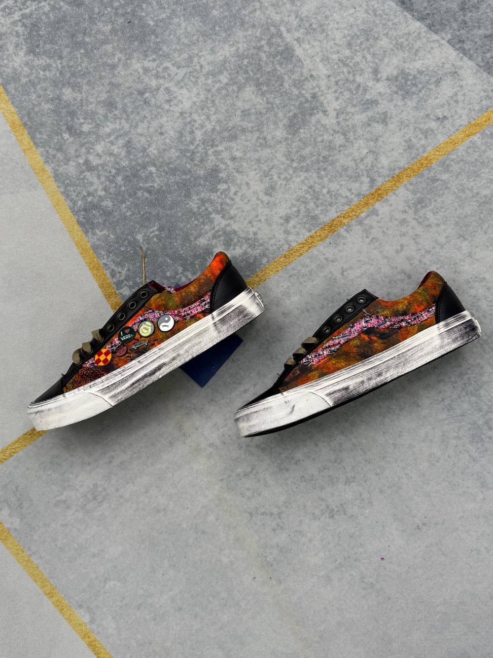 Vans Multicolor Tie-Dye Low Top Sneakers with Brown Accents - Picture 7 of 12